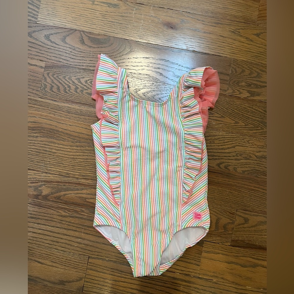 Ruffle Butts striped one piece swimsuit. 4T